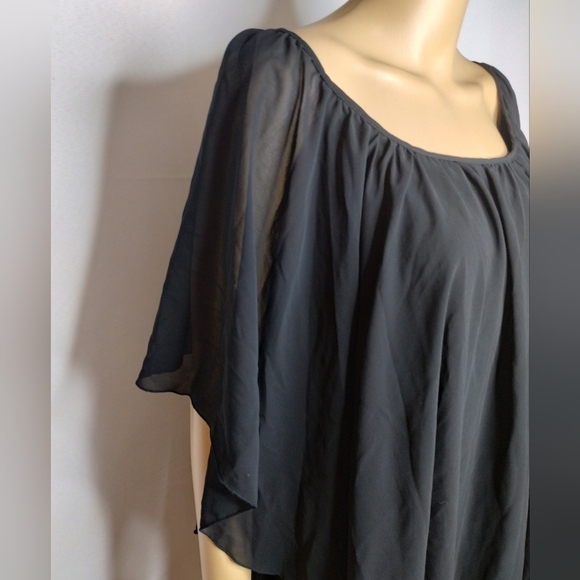 Cato black poncho women's plus size 22/24w blouse shirt top - Picture 3 of 6